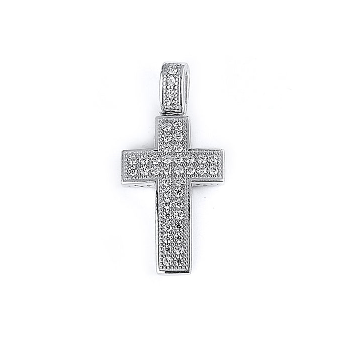 Sterling beaded cross pendant with CZ