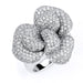 Sterling silver rose CZ ring with rhodium plating