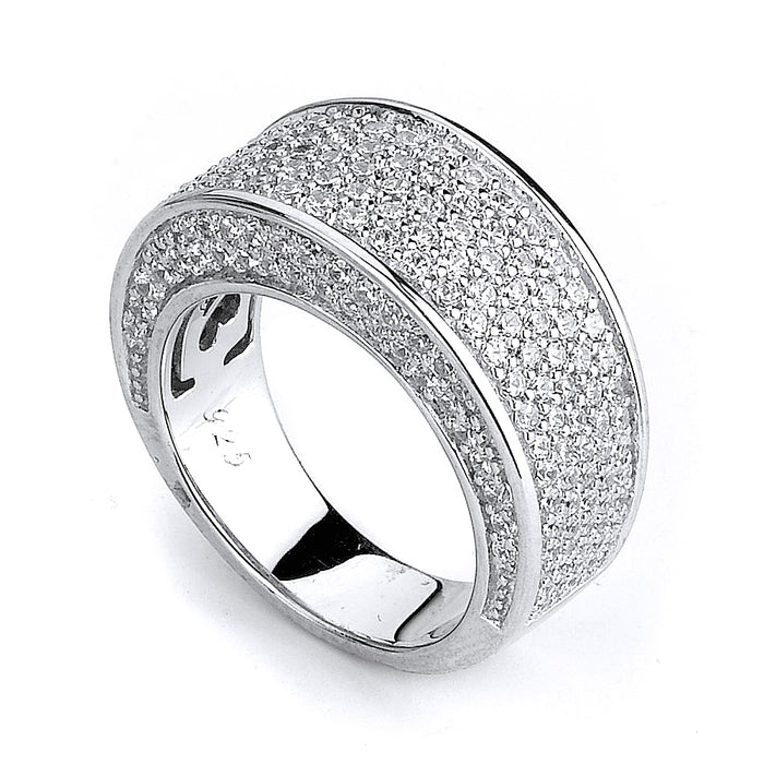 Sterling silver micro-pave CZ ring Rhodium