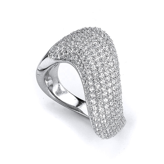 Sterling silver swirl micro-pave CZ ring