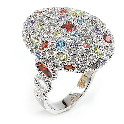 Sterling silver multi-color CZ ring