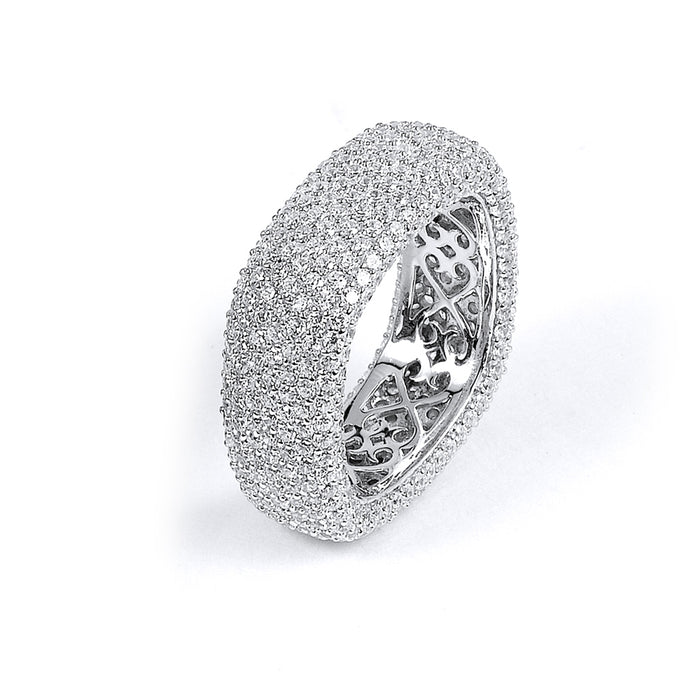 Square sterling silver micro-pave CZ ring Rhodium
