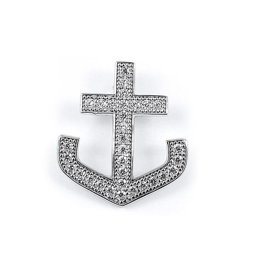 Sterling silver anchor CZ pendant