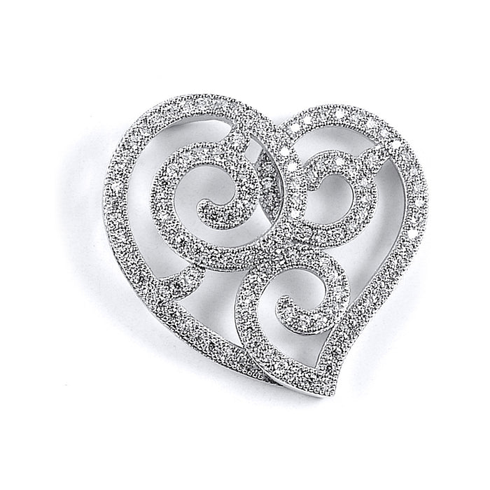Sterling silver heart CZ pendant