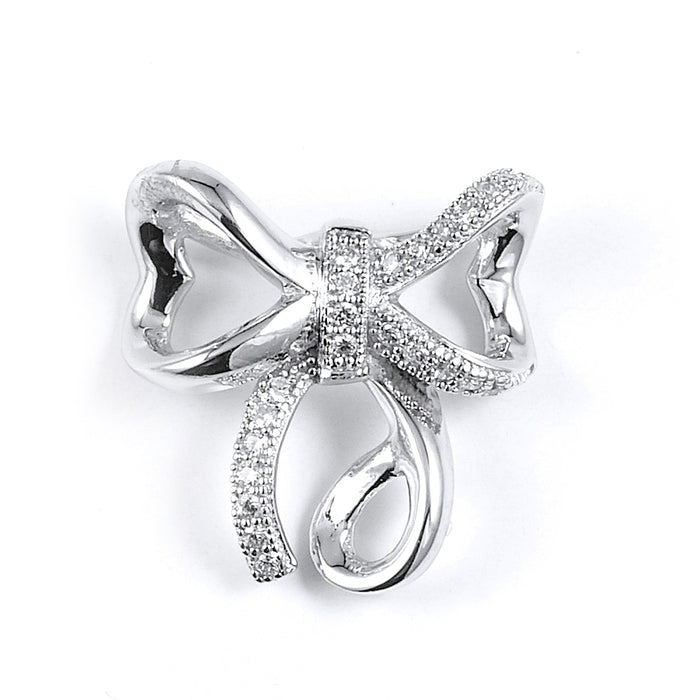 Sterling silver bow CZ pendant