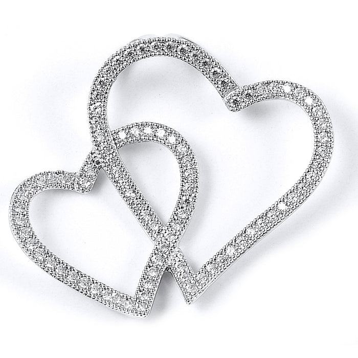 Sterling silver with 2 hearts CZ pendant