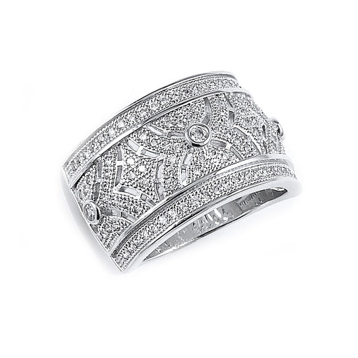Sterling silver fashion CZ ring with rhodium plating