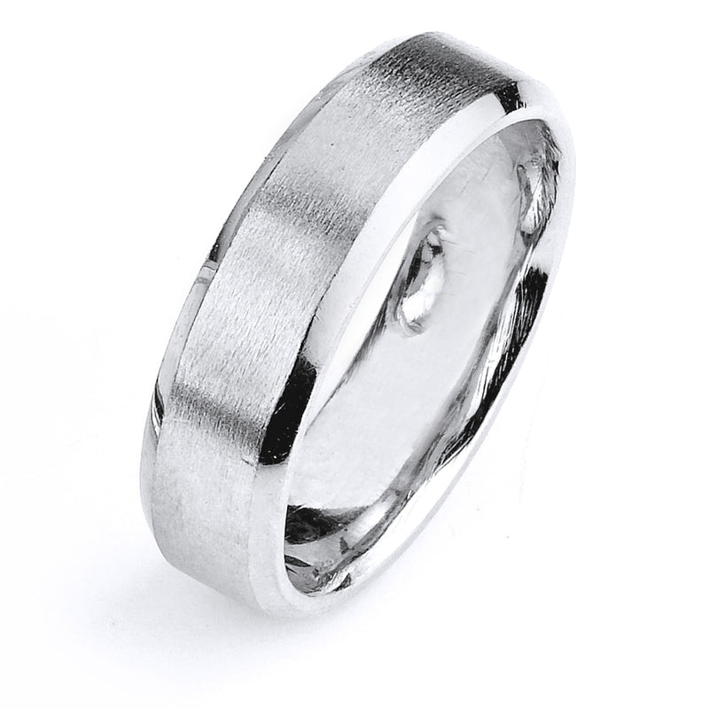 Sterling silver wedding band with rhodium plating