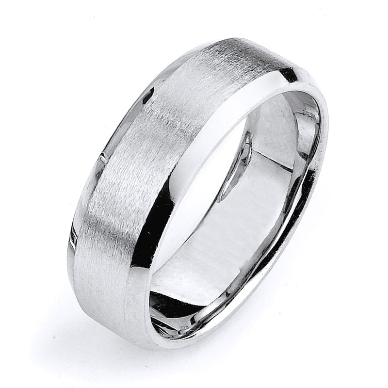 Sterling silver wedding band with rhodium plating
