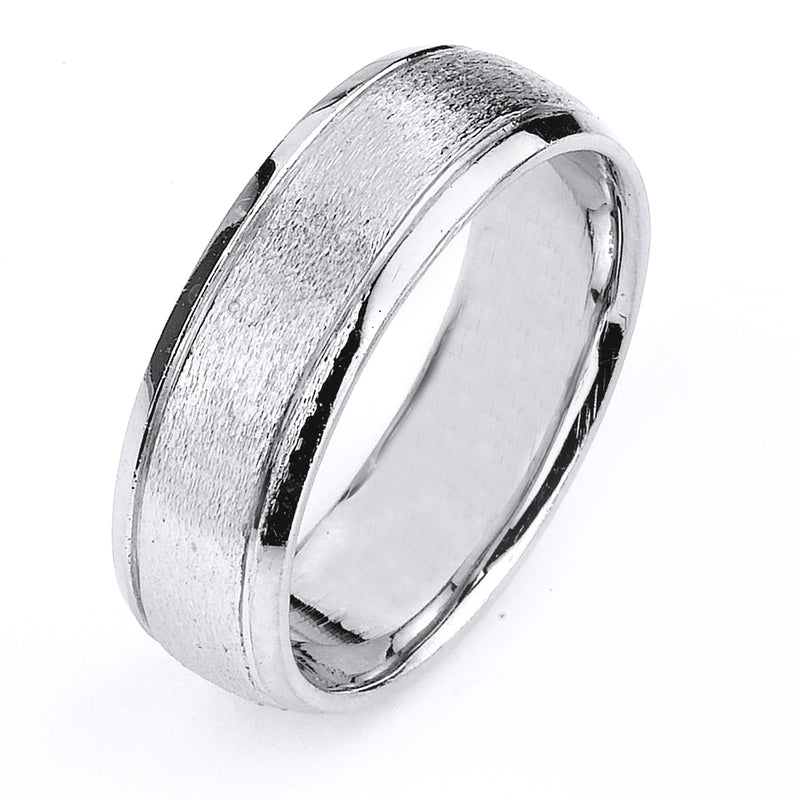 Sterling silver wedding band with rhodium plating