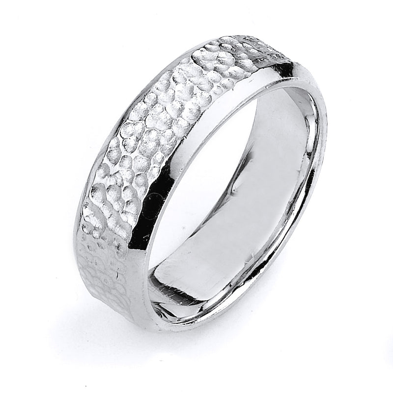 Sterling silver wedding band with rhodium plating