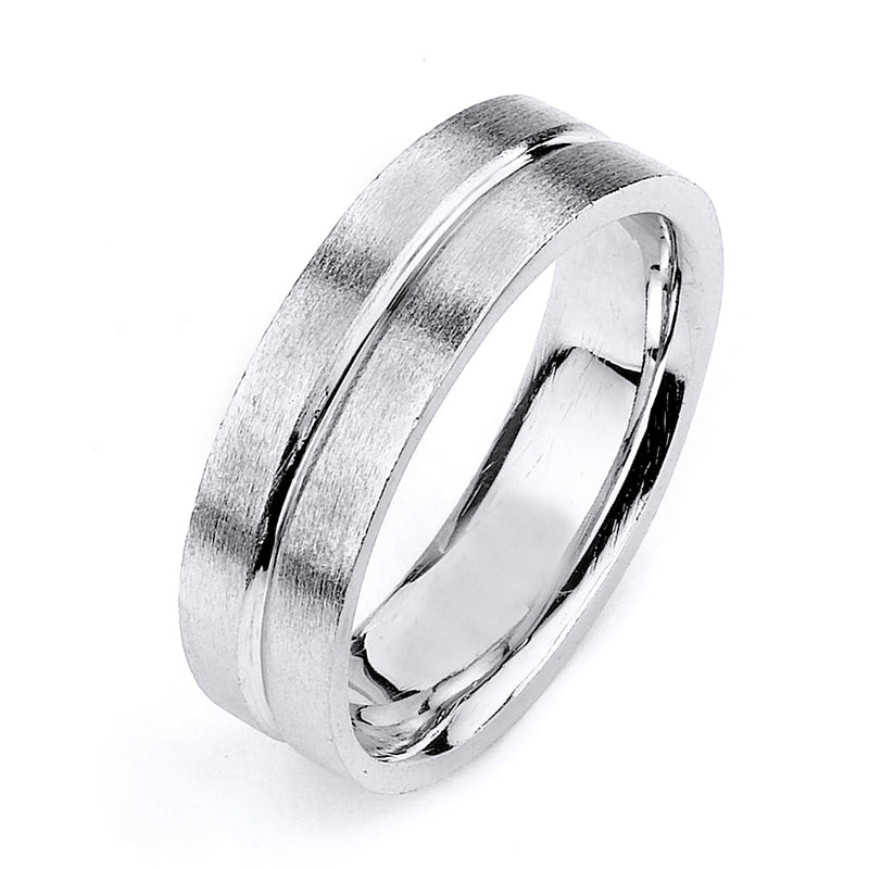 Sterling silver wedding band with rhodium plating