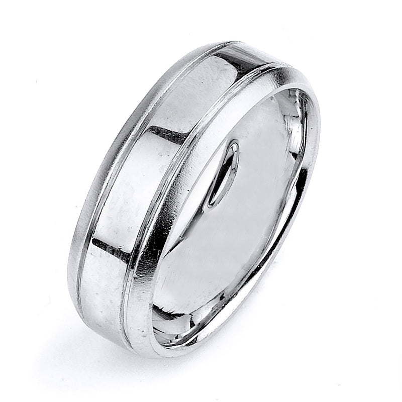 Sterling silver wedding band with rhodium plating