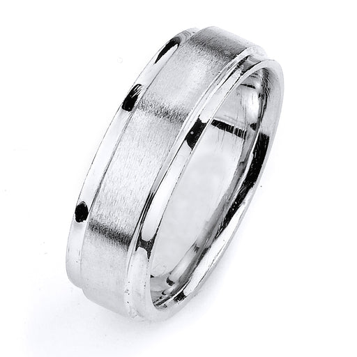 Sterling silver wedding band with rhodium plating