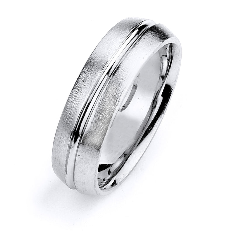 Sterling silver wedding band with rhodium plating