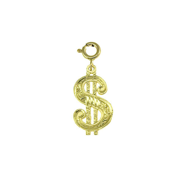 Dollar Sign Charm Pendant 14k Gold