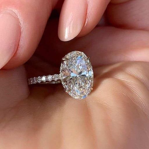Oval CZ Stone Engagement Ring