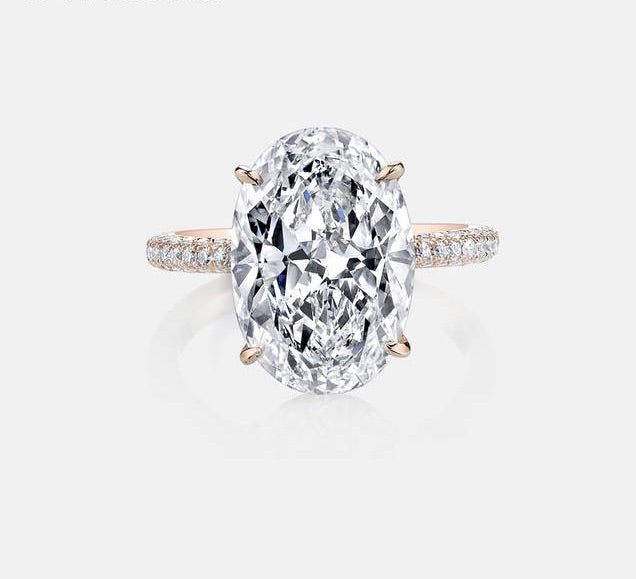 5 Carats Oval Cut Women Wedding Rings Cubic Zirconia CZ Engagement Ring Rose Tone Plated 925 Sterling Silver