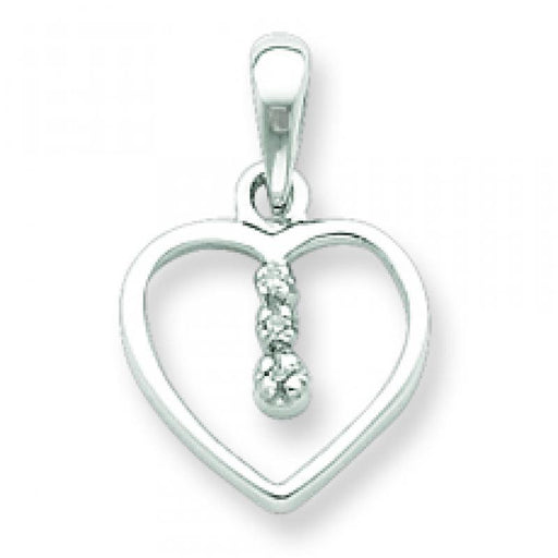 Sterling Silver Diamond Rhodium Heart Pendant