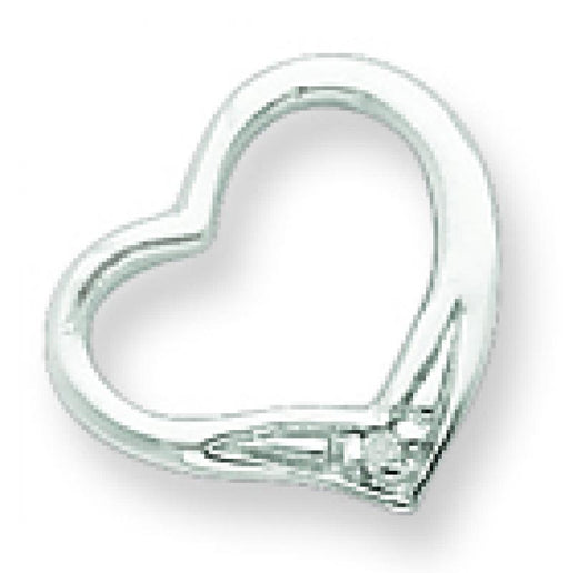 Sterling Silver Rhodium Diamond Floating Heart Pendant