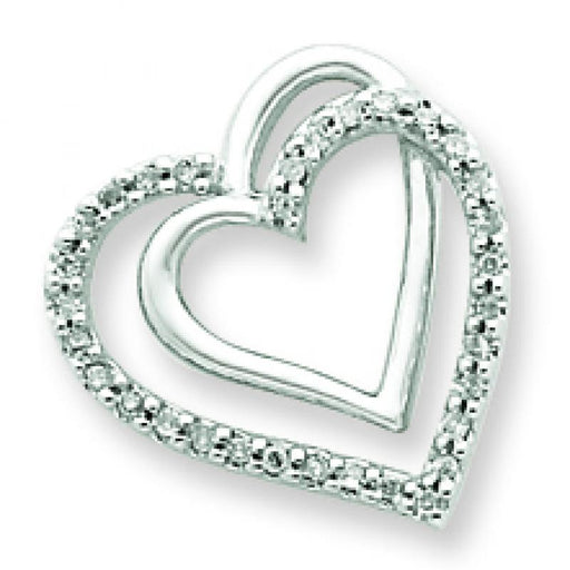 Sterling Silver Diamond Double Hearts Pendant