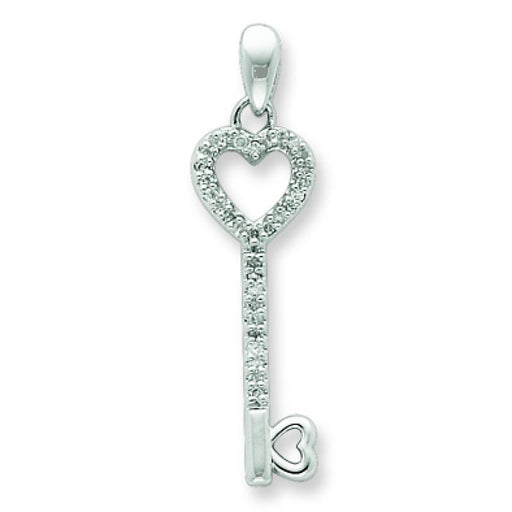 Sterling Silver Diamond Heart Key Pendant