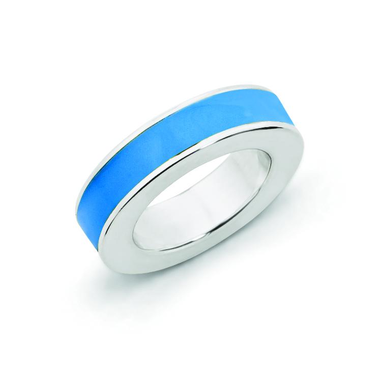 Sterling Silver Stackable Expressions Blue Enamel Pendant