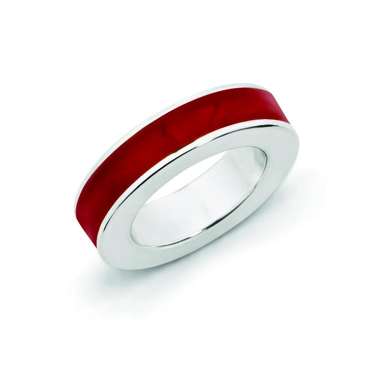 Sterling Silver Stackable Expressions Red Enamel Pendant
