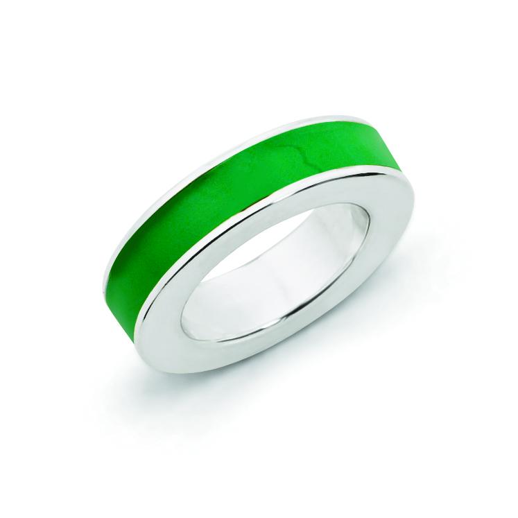 Sterling Silver Stackable Expressions Green Enamel Pendant