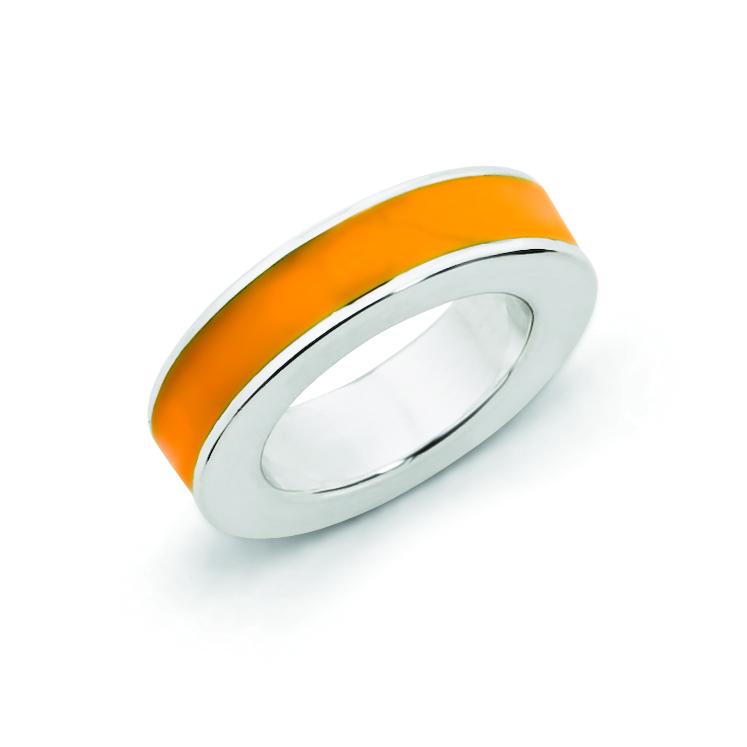 Sterling Silver Stackable Expressions Orange Enamel Pendant