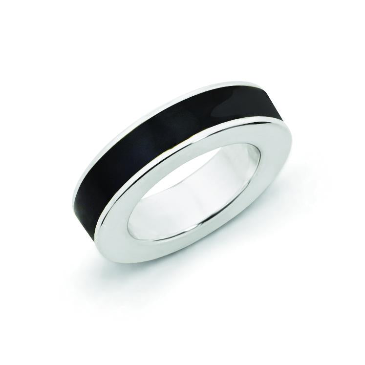 Sterling Silver Stackable Expressions Black Enamel Pendant