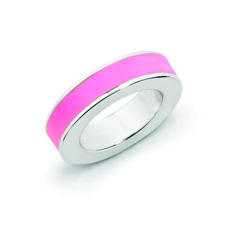 Sterling Silver Stackable Expressions Pink Enamel Pendant