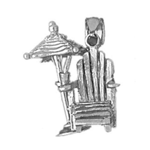 3D Beach Chair and Umbrella Charm Pendant 14k Gold