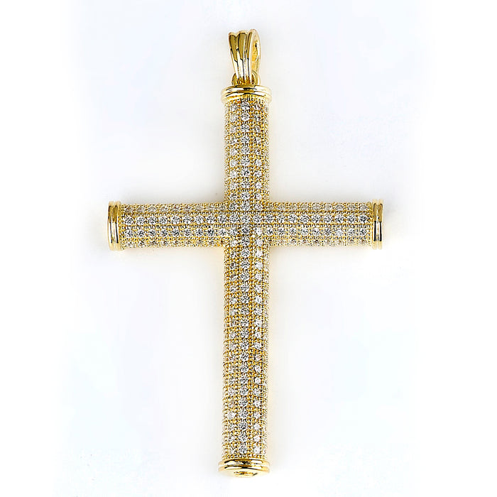 Sterling silver beaded cross pendant with micro-pave CZ
