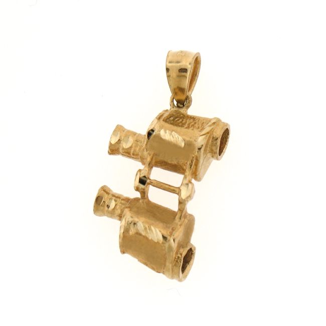 3D Binoculars Charm Pendant 14k Gold