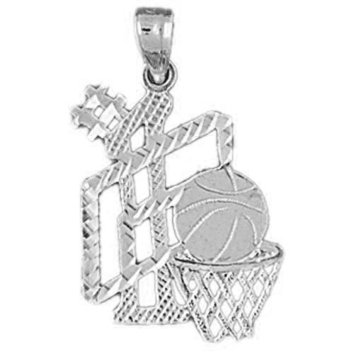 Number One Basketball Ball and Board Charm Pendant 14k Gold