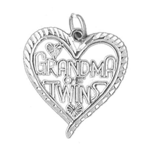 Grandma Of Twins Charm Pendant 14k Gold