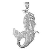 3D Mermaid Charm Pendant 14k Gold