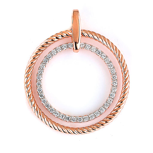 Sterling silver circular rope CZ pendant