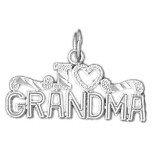 I Love Grandma Charm Pendant 14k Gold