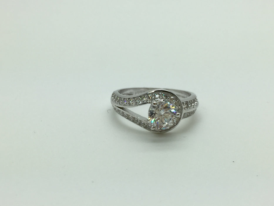 Casted 925 Stamp Sterling Silver CZ Engagement Ring