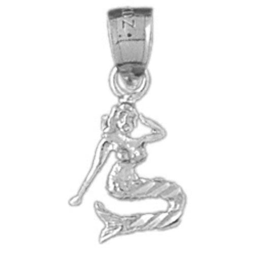 3D Mermaid Charm Pendant 14k Gold