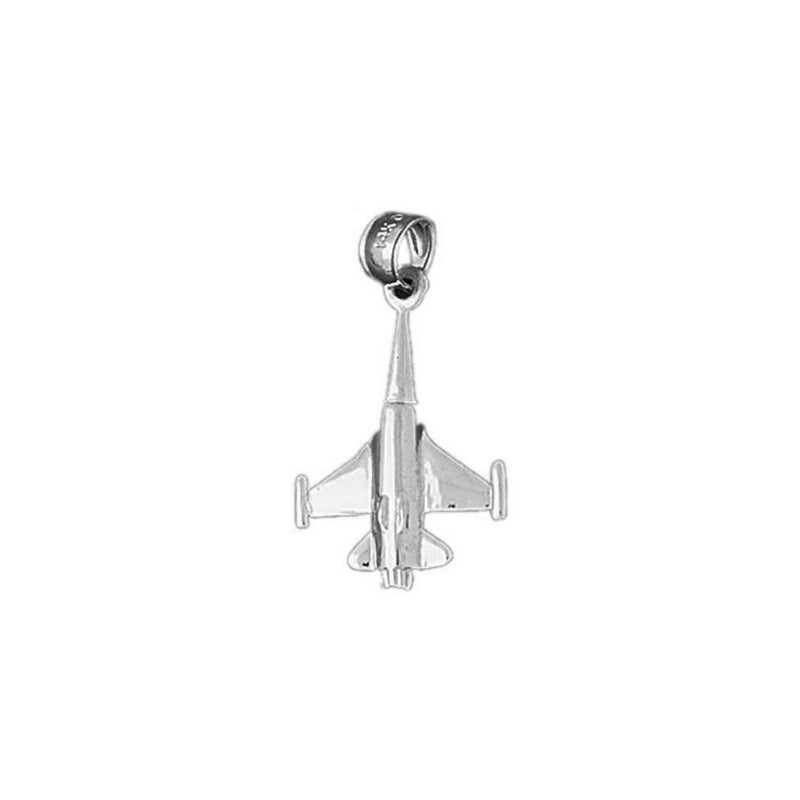3D Airplane Charm Pendant 14k Gold