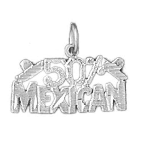 Fifty Per Cent Mexican Charm Pendant 14k Gold