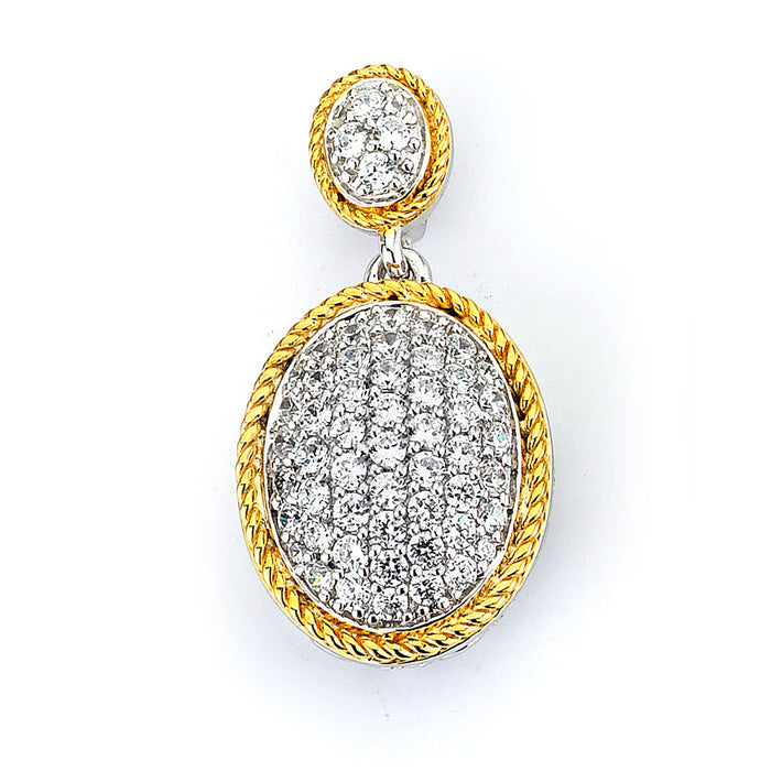 Sterling silver micro-pave oval CZ pendant
