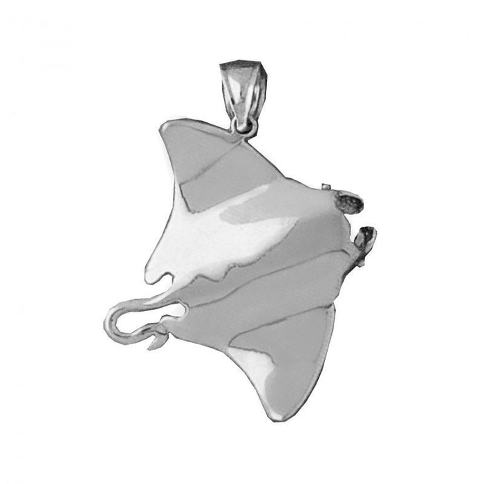 3D Stingray Fish Charm Pendant 14k Gold