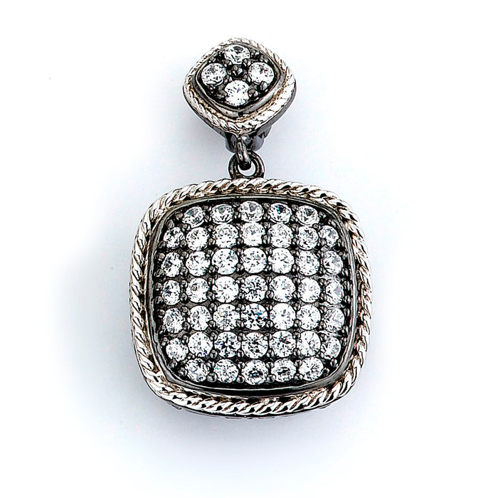 Sterling silver cushion micro-pave CZ pendant