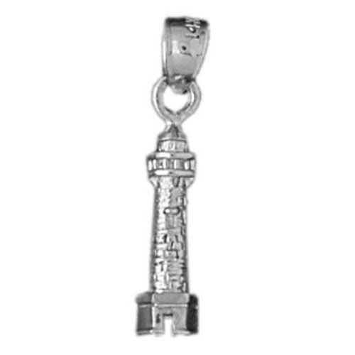 Lighthouse 3 Dimensional Charm Pendant 14k Gold