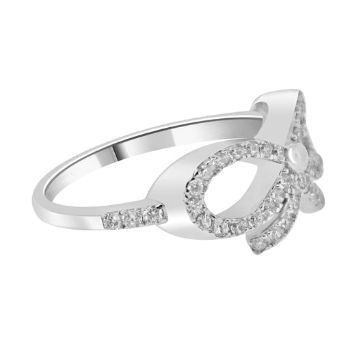 Sterling Silver Rhodium Plated and CZ Ribbon Ring