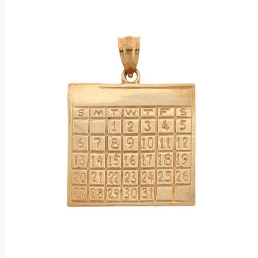 Office Calendar Charm Pendant 14k Gold